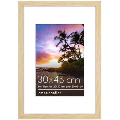 Americanflat 30x45 cm Bilderrahmen aus MDF-Holz mit 20x30 cm Passepartout 45x30 cm Fotorahmen mit Plexi-Scheibe und integrierter Aufhängung für Hoch- und Querformat Eiche/Natur Americanflat 30x45 cm Bilderrahmen aus MDF-Holz mit 20x30 cm Passepartout 45x30 cm Fotorahmen mit Plexi-Scheibe und integrierter Aufhängung für Hoch- und Querformat Eiche/Natur