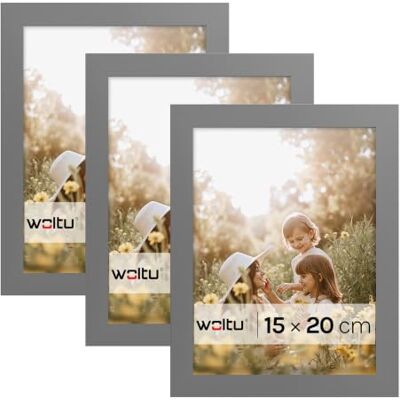 WOLTU Bilderrahmen 15x20, 3er set, MDF-Holz Fotorahmen mit Passepartout Grau, Posterrahmen für Poster, Fotos, Puzzle, aufhängbar & aufstellbar, Collage-Wanddeko mit bruchsicherer PS-Platte WOLTU Bilderrahmen 15x20, 3er set, MDF-Holz Fotorahmen mit Passepartout Grau, Posterrahmen für Poster, Fotos, Puzzle, aufhängbar & aufstellbar, Collage-Wanddeko mit bruchsicherer PS-Platte