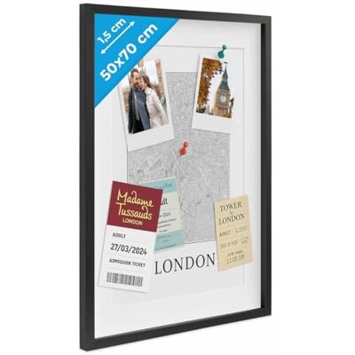 PHOTOLINI 3D Bilderrahmen zum Befüllen 50x70 Schwarz groß, 1,5 cm tiefer Objektrahmen mit Glas, tiefer Bilderrahmen 50x70 Holz MDF mit Passepartout, dicker 3D Rahmen befüllbar für Gegenstände Geschenk PHOTOLINI 3D Bilderrahmen zum Befüllen 50x70 Schwarz groß, 1,5 cm tiefer Objektrahmen mit Glas, tiefer Bilderrahmen 50x70 Holz MDF mit Passepartout, dicker 3D Rahmen befüllbar für Gegenstände Geschenk