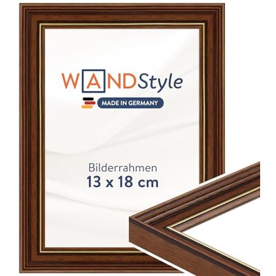 WANDStyle brauner Bilderrahmen 13x18 Holz, Bilderrahmen Braun Vintage Hochwertiger Holzbilderrahmen Antik, Posterrahmen aufstellbar, Rahmen 18x13 cm, Fotorahmen H182 Made in Germany WANDStyle brauner Bilderrahmen 13x18 Holz, Bilderrahmen Braun Vintage Hochwertiger Holzbilderrahmen Antik, Posterrahmen aufstellbar, Rahmen 18x13 cm, Fotorahmen H182 Made in Germany