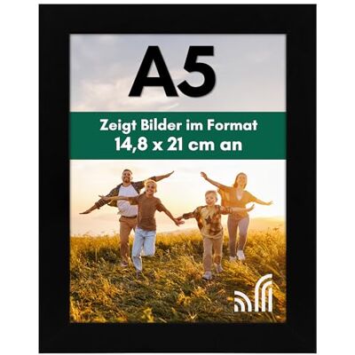 Americanflat Bilderrahmen A5 MDF-Holz Schwarz Mit bruchsicherem Glas, horizontal & vertikal, zum Aufhängen & Aufstellen, für Fotos, Urkunden & Dokumente Americanflat Bilderrahmen A5 MDF-Holz Schwarz Mit bruchsicherem Glas, horizontal & vertikal, zum Aufhängen & Aufstellen, für Fotos, Urkunden & Dokumente
