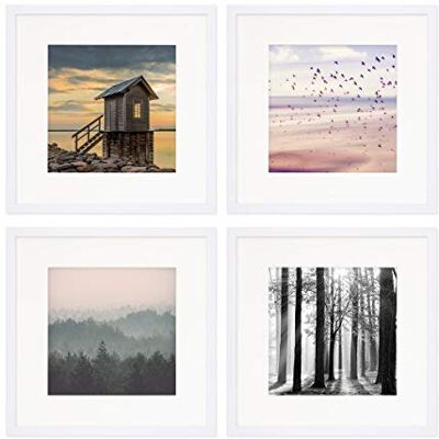PHOTOLINI Bilderrahmen 30x30 Weiß Holz MDF, 4er Set quadratisch 30x30 cm Foto Rahmen mit Passepartout zum Aufhängen, Rahmen 30 x 30 mit Acrylglas, Bilderrahmen Collage weiss, photo frames for wall PHOTOLINI Bilderrahmen 30x30 Weiß Holz MDF, 4er Set quadratisch 30x30 cm Foto Rahmen mit Passepartout zum Aufhängen, Rahmen 30 x 30 mit Acrylglas, Bilderrahmen Collage weiss, photo frames for wall