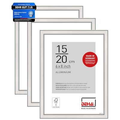 DEHA Design Aluminium Bilderrahmen Boston, 15 x 20 cm 2er Set, Silber Aluminium Fotorahmen im Hoch- & Querformat zum Auftstellen Silber glänzend bruchsicheres Kunstglas DEHA Design Aluminium Bilderrahmen Boston, 15 x 20 cm 2er Set, Silber Aluminium Fotorahmen im Hoch- & Querformat zum Auftstellen Silber glänzend bruchsicheres Kunstglas