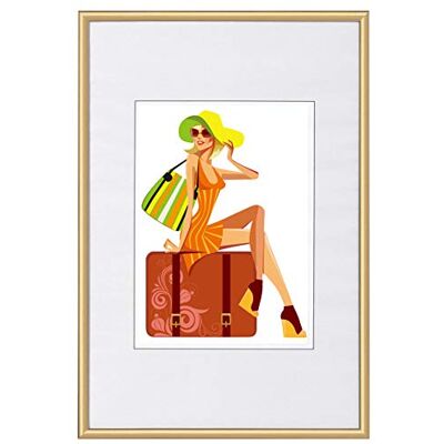 WOLTU Bilderrahmen 30x40, Gold, Kunststoff Fotorahmen mit Passepartout Posterrahmen New Lifestyle für Poster, Fotos, bruchsichere PS-Platte, aufhängbar u. aufstellbar, Collage-Wanddeko WOLTU Bilderrahmen 30x40, Gold, Kunststoff Fotorahmen mit Passepartout Posterrahmen New Lifestyle für Poster, Fotos, bruchsichere PS-Platte, aufhängbar u. aufstellbar, Collage-Wanddeko