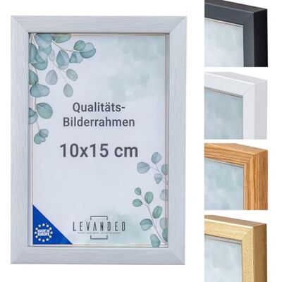 levandeo Bilderrahmen Echtholz Made in EU 10x15 Silber mit Glasscheibe Portrait Fotorahmen Holz Kiefernholz Picture Frame levandeo Bilderrahmen Echtholz Made in EU 10x15 Silber mit Glasscheibe Portrait Fotorahmen Holz Kiefernholz Picture Frame