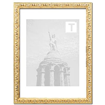TEUTO BILDERRAHMEN Barock-Bilderrahmen Sheila Gold 9 x 13 cm Museumsglas 2mm Florale Verzierung TEUTO BILDERRAHMEN Barock-Bilderrahmen Sheila Gold 9 x 13 cm Museumsglas 2mm Florale Verzierung