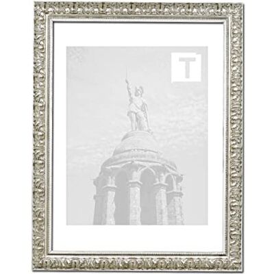 TEUTO BILDERRAHMEN Barock-Bilderrahmen Hannah Silber 29,7 × 42 cm A3 Kunststoffglas Antireflex 2mm Florale Verzierung Schlagmetall TEUTO BILDERRAHMEN Barock-Bilderrahmen Hannah Silber 29,7 × 42 cm A3 Kunststoffglas Antireflex 2mm Florale Verzierung Schlagmetall