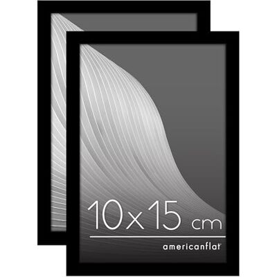 Americanflat Bilderrahmen 10x15 cm (2er Pack) schmaler Fotorahmen 10x15 cm mit bruchsicherer Scheibe inklusive Ständer und integrierter Aufhängung für Hoch- und Querformat Schwarz Americanflat Bilderrahmen 10x15 cm (2er Pack) schmaler Fotorahmen 10x15 cm mit bruchsicherer Scheibe inklusive Ständer und integrierter Aufhängung für Hoch- und Querformat Schwarz