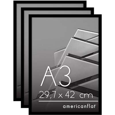 Americanflat Din A3 Bilderrahmen Set (3er Pack) schmaler Fotorahmen mit Plexi-Scheibe integrierte Aufhängung für Hoch- und Querformat Schwarz Americanflat Din A3 Bilderrahmen Set (3er Pack) schmaler Fotorahmen mit Plexi-Scheibe integrierte Aufhängung für Hoch- und Querformat Schwarz