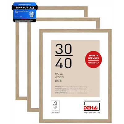 DEHA Design Holz Bilderrahmen Fontana, 30 x 40 cm 2er Set, Hellbraun Holz Fotorahmen im Hoch- & Querformat zum Aufhängen Hellbraun matt bruchsicheres Kunstglas DEHA Design Holz Bilderrahmen Fontana, 30 x 40 cm 2er Set, Hellbraun Holz Fotorahmen im Hoch- & Querformat zum Aufhängen Hellbraun matt bruchsicheres Kunstglas