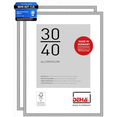 DEHA Design Aluminium Bilderrahmen Boston, 30 x 40 cm 2er Set, Silber Aluminium Fotorahmen im Hoch- & Querformat zum Aufhängen Silber matt bruchsicheres Kunstglas DEHA Design Aluminium Bilderrahmen Boston, 30 x 40 cm 2er Set, Silber Aluminium Fotorahmen im Hoch- & Querformat zum Aufhängen Silber matt bruchsicheres Kunstglas