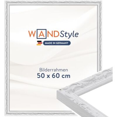 WANDStyle weißer Bilderrahmen 50x60 Holz, Bilderrahmen Weiß Vintage Hochwertiger Holzbilderrahmen Antik, Posterrahmen zum Aufhängen, Rahmen 60x50 cm, Fotorahmen H530 Made in Germany WANDStyle weißer Bilderrahmen 50x60 Holz, Bilderrahmen Weiß Vintage Hochwertiger Holzbilderrahmen Antik, Posterrahmen zum Aufhängen, Rahmen 60x50 cm, Fotorahmen H530 Made in Germany