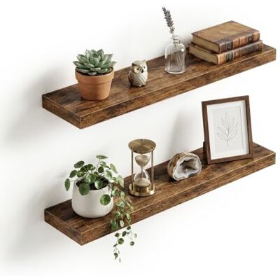 Relaxdays Wandregal 2er Set, Schweberegal für Bilderrahmen & Deko, braun HBT: 4x80x20 cm, Industrial, Bilderleiste Wand Relaxdays Wandregal 2er Set, Schweberegal für Bilderrahmen & Deko, braun HBT: 4x80x20 cm, Industrial, Bilderleiste Wand