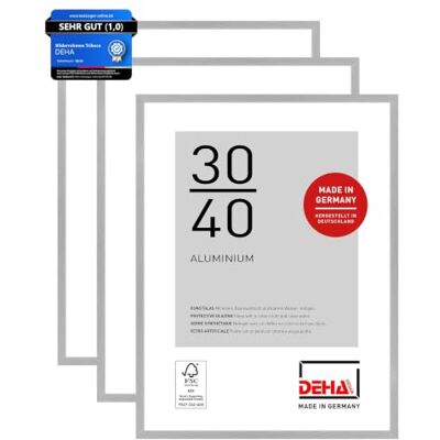 DEHA Design Aluminium Bilderrahmen Tribeca, 30 x 40 cm 2er Set, Silber Aluminium Fotorahmen im Hoch- & Querformat zum Aufhängen Silber gebürstet bruchsicheres Kunstglas DEHA Design Aluminium Bilderrahmen Tribeca, 30 x 40 cm 2er Set, Silber Aluminium Fotorahmen im Hoch- & Querformat zum Aufhängen Silber gebürstet bruchsicheres Kunstglas