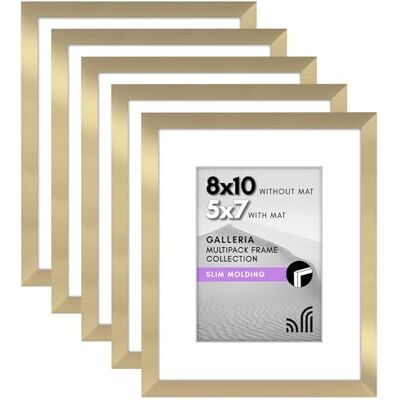Americanflat , Bilderrahmen, 20 x 25 cm, mit poliertem Plexiglas – 5er-Set, 13 x 18 cm Rahmen mit Passepartout oder 20 x 25 cm-Fotos ohne Passepartout, Galleria Kollektion, Goldfarben Americanflat , Bilderrahmen, 20 x 25 cm, mit poliertem Plexiglas – 5er-Set, 13 x 18 cm Rahmen mit Passepartout oder 20 x 25 cm-Fotos ohne Passepartout, Galleria Kollektion, Goldfarben