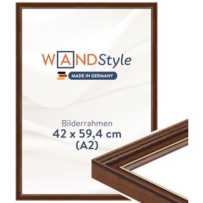 WANDStyle Bilderrahmen A2 Holz, DIN A2 Bilderrahmen Braun Vintage 60x42 cm Hochwertiger Holzbilderrahmen Antik, Posterrahmen zum Aufhängen, Rahmen 42x60 cm, Fotorahmen H182 Made in Germany WANDStyle Bilderrahmen A2 Holz, DIN A2 Bilderrahmen Braun Vintage 60x42 cm Hochwertiger Holzbilderrahmen Antik, Posterrahmen zum Aufhängen, Rahmen 42x60 cm, Fotorahmen H182 Made in Germany