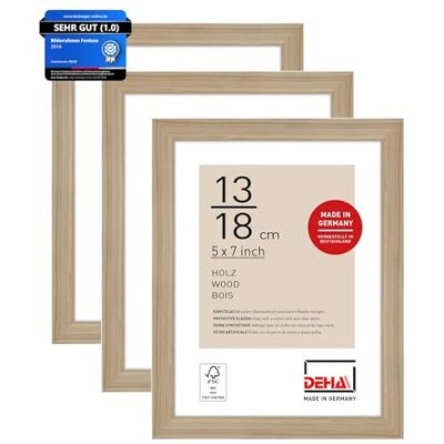 DEHA Design Holz Bilderrahmen Fontana, 13 x 18 cm 2er Set, Hellbraun Holz Fotorahmen im Hoch- & Querformat zum Auftstellen Hellbraun matt bruchsicheres Kunstglas DEHA Design Holz Bilderrahmen Fontana, 13 x 18 cm 2er Set, Hellbraun Holz Fotorahmen im Hoch- & Querformat zum Auftstellen Hellbraun matt bruchsicheres Kunstglas