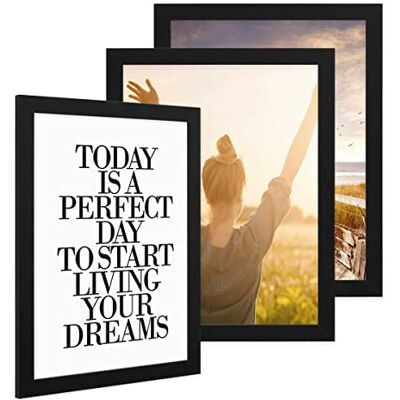 PHOTOLINI Bilderrahmen 30x40 Schwarz Holz MDF, 3er Set breite Rahmen 30x40 Schwarz mit Acrylglas, picture frame 30 x 40 zum Aufhängen, Bilderrahmen 40x30 cm plus Zubehör Fotorahmen Wanddekoration PHOTOLINI Bilderrahmen 30x40 Schwarz Holz MDF, 3er Set breite Rahmen 30x40 Schwarz mit Acrylglas, picture frame 30 x 40 zum Aufhängen, Bilderrahmen 40x30 cm plus Zubehör Fotorahmen Wanddekoration