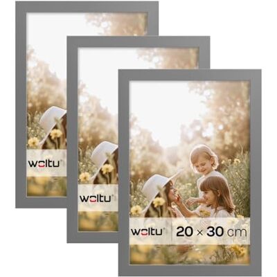 WOLTU Bilderrahmen 20x30, 3er set, MDF-Holz Fotorahmen mit Passepartout Grau, Posterrahmen für Poster, Fotos, Puzzle, aufhängbar & aufstellbar, Collage-Wanddeko mit bruchsicherer PS-Platte WOLTU Bilderrahmen 20x30, 3er set, MDF-Holz Fotorahmen mit Passepartout Grau, Posterrahmen für Poster, Fotos, Puzzle, aufhängbar & aufstellbar, Collage-Wanddeko mit bruchsicherer PS-Platte