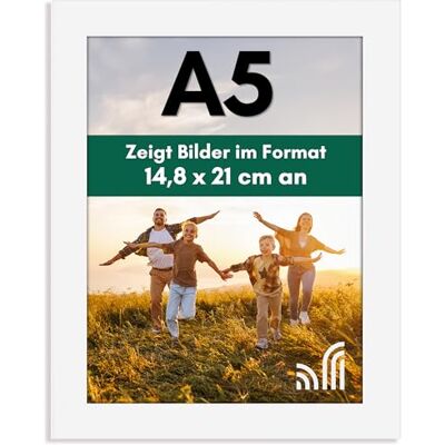 Americanflat Bilderrahmen A5 MDF-Holz Weiß Mit bruchsicherem Glas, horizontal & vertikal, zum Aufhängen & Aufstellen, für Fotos, Urkunden & Dokumente Americanflat Bilderrahmen A5 MDF-Holz Weiß Mit bruchsicherem Glas, horizontal & vertikal, zum Aufhängen & Aufstellen, für Fotos, Urkunden & Dokumente