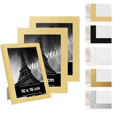 Estancia 3 Stück Bilderrahmen aus Eichenfarbenem Kunststoff, 10x15 cm – 3er-Pack 10 x 15 cm Rahmen mit Bruchsicherem Acrylglas – Moderner Fotorahmen für Wände und Tische Estancia 3 Stück Bilderrahmen aus Eichenfarbenem Kunststoff, 10x15 cm – 3er-Pack 10 x 15 cm Rahmen mit Bruchsicherem Acrylglas – Moderner Fotorahmen für Wände und Tische