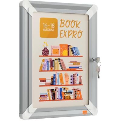 Nobo Premium Plus abschließbarer Posterrahmen A4, blendfrei Aluminiumrahmen 32 mm mit Schloss, aufklappbare Fronttür, für Büro Schule Hotel, weiß, inkl. 2 Schlüssel Nobo Premium Plus abschließbarer Posterrahmen A4, blendfrei Aluminiumrahmen 32 mm mit Schloss, aufklappbare Fronttür, für Büro Schule Hotel, weiß, inkl. 2 Schlüssel
