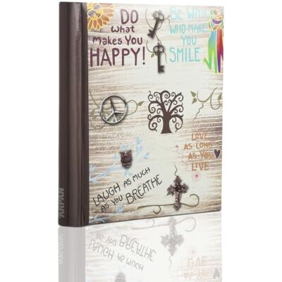 ARPAN Fotoalbum, groß, selbstklebend, Motiv „Life Inspirational Slogans“, 24.5 cm x 2.5 cm x 29 cm, cremefarben ARPAN Fotoalbum, groß, selbstklebend, Motiv „Life Inspirational Slogans“, 24.5 cm x 2.5 cm x 29 cm, cremefarben