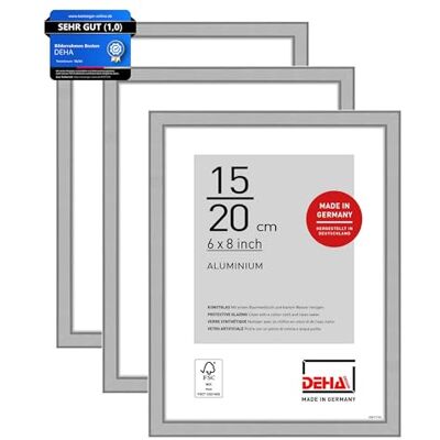 DEHA Design Aluminium Bilderrahmen Boston, 15 x 20 cm 2er Set, Silber Aluminium Fotorahmen im Hoch- & Querformat zum Auftstellen Silber matt bruchsicheres Kunstglas DEHA Design Aluminium Bilderrahmen Boston, 15 x 20 cm 2er Set, Silber Aluminium Fotorahmen im Hoch- & Querformat zum Auftstellen Silber matt bruchsicheres Kunstglas