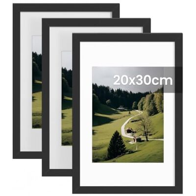 SONGMICS Bilderrahmen, 3er Set, 20 x 30 cm, Fotocollage, Kunstrahmen PVC-Rahmen, spurlose Wandhaken, aufhängen, schwarz, KAVI Kollektion RPF072BZ01 SONGMICS Bilderrahmen, 3er Set, 20 x 30 cm, Fotocollage, Kunstrahmen PVC-Rahmen, spurlose Wandhaken, aufhängen, schwarz, KAVI Kollektion RPF072BZ01