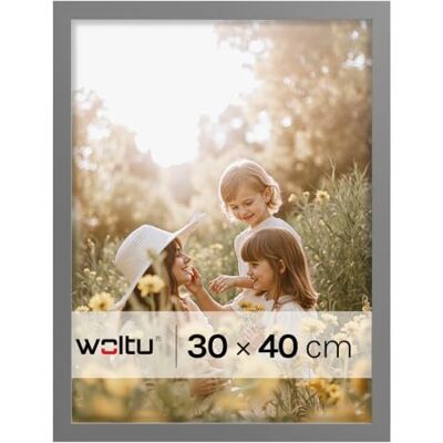 WOLTU Bilderrahmen 30x40, Grau, MDF-Holz Fotorahmen mit Passepartout Posterrahmen für Poster, Fotos, Puzzle, aufhängbar und aufstellbar, Collage-Wanddeko mit bruchsicherer PS-Platte ohne Glas WOLTU Bilderrahmen 30x40, Grau, MDF-Holz Fotorahmen mit Passepartout Posterrahmen für Poster, Fotos, Puzzle, aufhängbar und aufstellbar, Collage-Wanddeko mit bruchsicherer PS-Platte ohne Glas