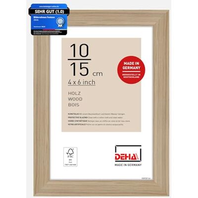 DEHA Design Holz Bilderrahmen Fontana, 10 x 15 cm, Hellbraun Holz Fotorahmen im Hoch- & Querformat zum Auftstellen Hellbraun matt bruchsicheres Kunstglas DEHA Design Holz Bilderrahmen Fontana, 10 x 15 cm, Hellbraun Holz Fotorahmen im Hoch- & Querformat zum Auftstellen Hellbraun matt bruchsicheres Kunstglas