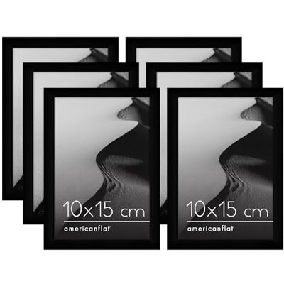 Americanflat Bilderrahmen 10x15 cm 6er Set Bruchsicheres Glas Schwarz Mit Ständer und Montagevorrichtung, Hoch- und Querformat, für Bildergalerie, Fotowand & Galeriewand Americanflat Bilderrahmen 10x15 cm 6er Set Bruchsicheres Glas Schwarz Mit Ständer und Montagevorrichtung, Hoch- und Querformat, für Bildergalerie, Fotowand & Galeriewand
