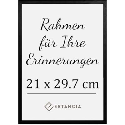 Estancia Schwarzer Bilderrahmen aus Kiefernholz 21x29,7 cm (A4) mit Bruchsicherem Acrylglas Moderner Holzbilderrahmen Din A4 Estancia Schwarzer Bilderrahmen aus Kiefernholz 21x29,7 cm (A4) mit Bruchsicherem Acrylglas Moderner Holzbilderrahmen Din A4