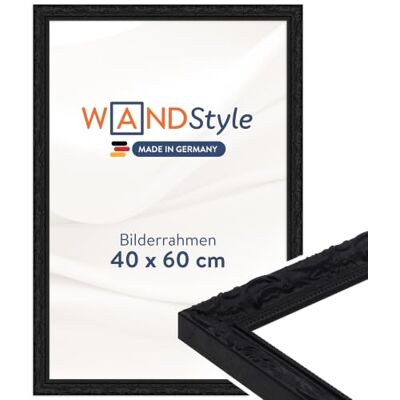 WANDStyle schwarzer Bilderrahmen 40x60 Holz, Bilderrahmen Schwarz Vintage Hochwertiger Holzbilderrahmen Antik, Posterrahmen zum Aufhängen, Rahmen 60x40 cm, Fotorahmen H530 Made in Germany WANDStyle schwarzer Bilderrahmen 40x60 Holz, Bilderrahmen Schwarz Vintage Hochwertiger Holzbilderrahmen Antik, Posterrahmen zum Aufhängen, Rahmen 60x40 cm, Fotorahmen H530 Made in Germany