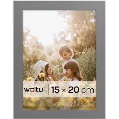 WOLTU Bilderrahmen 15x20, Grau, MDF-Holz Fotorahmen mit Passepartout Posterrahmen für Poster, Fotos, Puzzle, aufhängbar und aufstellbar, Collage-Wanddeko mit bruchsicherer PS-Platte ohne Glas WOLTU Bilderrahmen 15x20, Grau, MDF-Holz Fotorahmen mit Passepartout Posterrahmen für Poster, Fotos, Puzzle, aufhängbar und aufstellbar, Collage-Wanddeko mit bruchsicherer PS-Platte ohne Glas