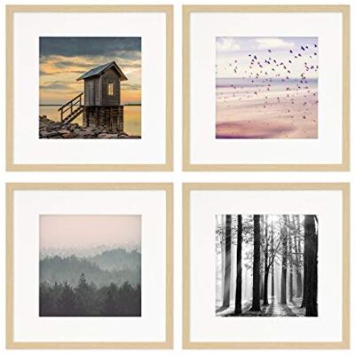PHOTOLINI Bilderrahmen 30x30 Natur Holz MDF, 4er Set quadratisch 30x30 cm Foto Rahmen mit Passepartout zum Aufhängen, Rahmen 30 x 30 mit Acrylglas, Bilderrahmen Collage, photo frames for wall PHOTOLINI Bilderrahmen 30x30 Natur Holz MDF, 4er Set quadratisch 30x30 cm Foto Rahmen mit Passepartout zum Aufhängen, Rahmen 30 x 30 mit Acrylglas, Bilderrahmen Collage, photo frames for wall