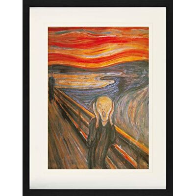 1art1 Edvard Munch Poster Der Schrei, 1893 Gerahmtes Bild Mit Edlem Passepartout Wand-Bilder Im Bilderrahmen 80x60 cm 1art1 Edvard Munch Poster Der Schrei, 1893 Gerahmtes Bild Mit Edlem Passepartout Wand-Bilder Im Bilderrahmen 80x60 cm