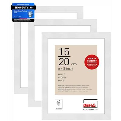 DEHA Design Holz Bilderrahmen Fontana, 15 x 20 cm 2er Set, Weiß Holz Fotorahmen im Hoch- & Querformat zum Auftstellen Weiß matt bruchsicheres Kunstglas DEHA Design Holz Bilderrahmen Fontana, 15 x 20 cm 2er Set, Weiß Holz Fotorahmen im Hoch- & Querformat zum Auftstellen Weiß matt bruchsicheres Kunstglas