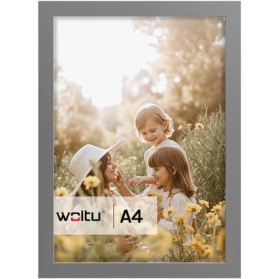 WOLTU Bilderrahmen A4, Grau, MDF-Holz Fotorahmen mit Passepartout Posterrahmen für Poster, Fotos, Puzzle, aufhängbar und aufstellbar, Collage-Wanddeko mit bruchsicherer PS-Platte ohne Glas WOLTU Bilderrahmen A4, Grau, MDF-Holz Fotorahmen mit Passepartout Posterrahmen für Poster, Fotos, Puzzle, aufhängbar und aufstellbar, Collage-Wanddeko mit bruchsicherer PS-Platte ohne Glas