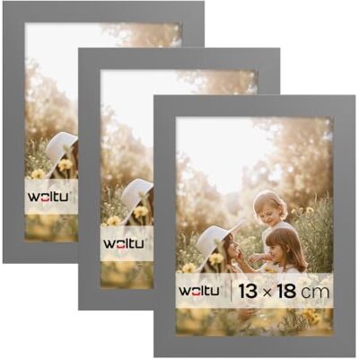 WOLTU Bilderrahmen 13x18, 3er set, MDF-Holz Fotorahmen mit Passepartout Grau, Posterrahmen für Poster, Fotos, Puzzle, aufhängbar & aufstellbar, Collage-Wanddeko mit bruchsicherer PS-Platte WOLTU Bilderrahmen 13x18, 3er set, MDF-Holz Fotorahmen mit Passepartout Grau, Posterrahmen für Poster, Fotos, Puzzle, aufhängbar & aufstellbar, Collage-Wanddeko mit bruchsicherer PS-Platte