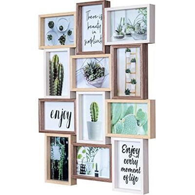 levandeo Bilderrahmen Collage B x H 59x45cm 12 Fotos 10x15cm Natur Eiche Holz Glas Galerie Fotorahmen Fotocollage Wanddeko Deko levandeo Bilderrahmen Collage B x H 59x45cm 12 Fotos 10x15cm Natur Eiche Holz Glas Galerie Fotorahmen Fotocollage Wanddeko Deko