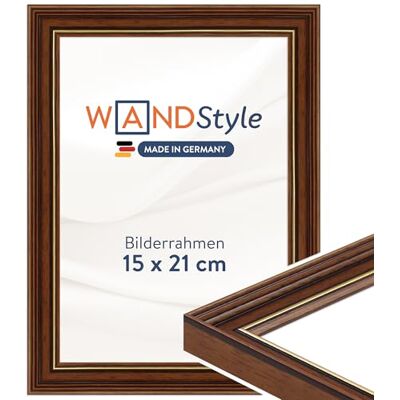WANDStyle brauner Bilderrahmen 15x21 Holz, Bilderrahmen Braun Vintage Hochwertiger Holzbilderrahmen Antik, Posterrahmen aufstellbar, Rahmen 21x15 cm, Fotorahmen H182 Made in Germany WANDStyle brauner Bilderrahmen 15x21 Holz, Bilderrahmen Braun Vintage Hochwertiger Holzbilderrahmen Antik, Posterrahmen aufstellbar, Rahmen 21x15 cm, Fotorahmen H182 Made in Germany