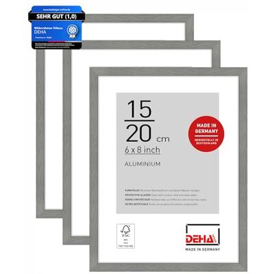 DEHA Design Aluminium Bilderrahmen Tribeca, 15 x 20 cm 2er Set, Grau Aluminium Fotorahmen im Hoch- & Querformat zum Auftstellen Grau gebürstet bruchsicheres Kunstglas DEHA Design Aluminium Bilderrahmen Tribeca, 15 x 20 cm 2er Set, Grau Aluminium Fotorahmen im Hoch- & Querformat zum Auftstellen Grau gebürstet bruchsicheres Kunstglas