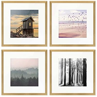 PHOTOLINI Bilderrahmen 30x30 Gold Holz MDF, 4er Set quadratisch 30x30 cm Foto Rahmen mit Passepartout zum Aufhängen, Rahmen 30 x 30 mit Acrylglas, Bilderrahmen Collage, photo frames for wall PHOTOLINI Bilderrahmen 30x30 Gold Holz MDF, 4er Set quadratisch 30x30 cm Foto Rahmen mit Passepartout zum Aufhängen, Rahmen 30 x 30 mit Acrylglas, Bilderrahmen Collage, photo frames for wall