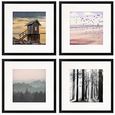 PHOTOLINI Bilderrahmen 30x30 Schwarz Holz MDF, 4er Set quadratisch 30x30 cm Foto Rahmen mit Passepartout zum Aufhängen, Rahmen 30 x 30 mit Acrylglas, Bilderrahmen Collage, photo frames for wall PHOTOLINI Bilderrahmen 30x30 Schwarz Holz MDF, 4er Set quadratisch 30x30 cm Foto Rahmen mit Passepartout zum Aufhängen, Rahmen 30 x 30 mit Acrylglas, Bilderrahmen Collage, photo frames for wall
