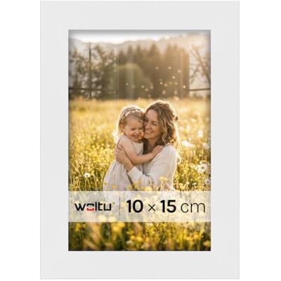 WOLTU Bilderrahmen 10x15, Weiß, MDF-Holz Fotorahmen mit Passepartout Posterrahmen für Poster, Fotos, Puzzle, aufhängbar und aufstellbar, Collage-Wanddeko mit bruchsicherer PS-Platte ohne Glas WOLTU Bilderrahmen 10x15, Weiß, MDF-Holz Fotorahmen mit Passepartout Posterrahmen für Poster, Fotos, Puzzle, aufhängbar und aufstellbar, Collage-Wanddeko mit bruchsicherer PS-Platte ohne Glas