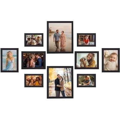 Your Design Photo Frame: 10er-Set Bilderrahmen aus MDF mit echtem Glas, Wandhaken, schwarz (Glasbilderrahmen, Bilderrahmen für Portrait) Your Design Photo Frame: 10er-Set Bilderrahmen aus MDF mit echtem Glas, Wandhaken, schwarz (Glasbilderrahmen, Bilderrahmen für Portrait)