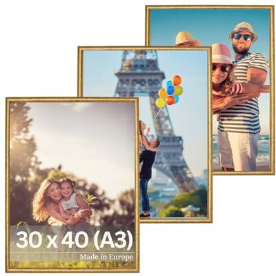 VictoR Bilderrahmen gold 3er Set 30x40 cm (A3) David Leiste 14x17mm Fotorahmen vintage A5 Shabby Chic Deko Bilderrahmen Set A3 gold VictoR Bilderrahmen gold 3er Set 30x40 cm (A3) David Leiste 14x17mm Fotorahmen vintage A5 Shabby Chic Deko Bilderrahmen Set A3 gold