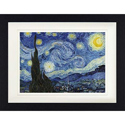 1art1 Vincent Van Gogh Poster Die Sternennacht, 1889 Gerahmtes Bild Mit Edlem Passepartout Wand-Bilder Im Bilderrahmen 40x30 cm 1art1 Vincent Van Gogh Poster Die Sternennacht, 1889 Gerahmtes Bild Mit Edlem Passepartout Wand-Bilder Im Bilderrahmen 40x30 cm