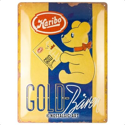 ART Retro Blechschild, 30 x 40 cm, HARIBO – Goldbären Vintage Gold – Geschenk-Idee für Naschkatzen, Original Lizenzprodukt (OLP), aus Metall, Vintage Design, Blechschilder Sprüche ART Retro Blechschild, 30 x 40 cm, HARIBO – Goldbären Vintage Gold – Geschenk-Idee für Naschkatzen, Original Lizenzprodukt (OLP), aus Metall, Vintage Design, Blechschilder Sprüche